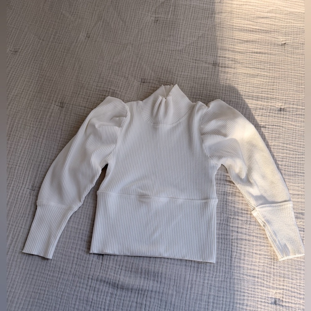 Free People Bubble Sleeve Cropped Shirt with Mock Neck - Picture 1 of 4